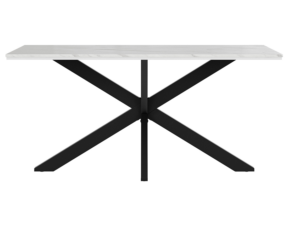 Table à manger plateau effet marbre pieds en métal 4 à 6 personnes Tom