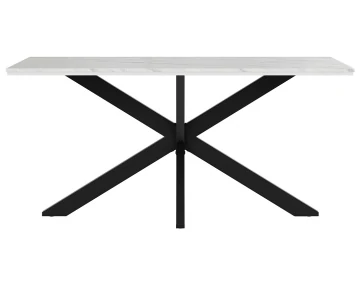 Table à manger plateau effet marbre pieds en métal 4 à 6 personnes Tom