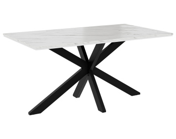 Table à manger plateau effet marbre pieds en métal 4 à 6 personnes Tom