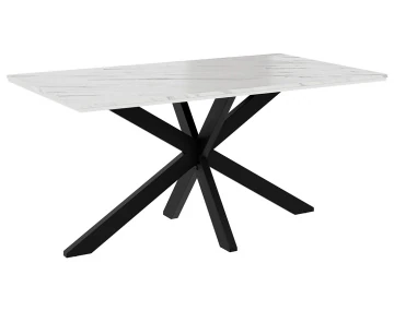 Table à manger plateau effet marbre pieds en métal 4 à 6 personnes Tom