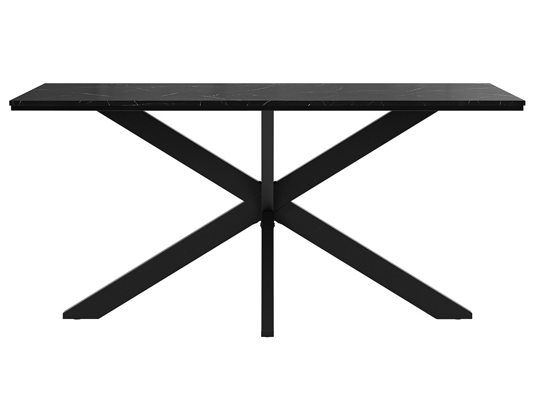 Table à manger plateau effet marbre pieds en métal 4 à 6 personnes Tom