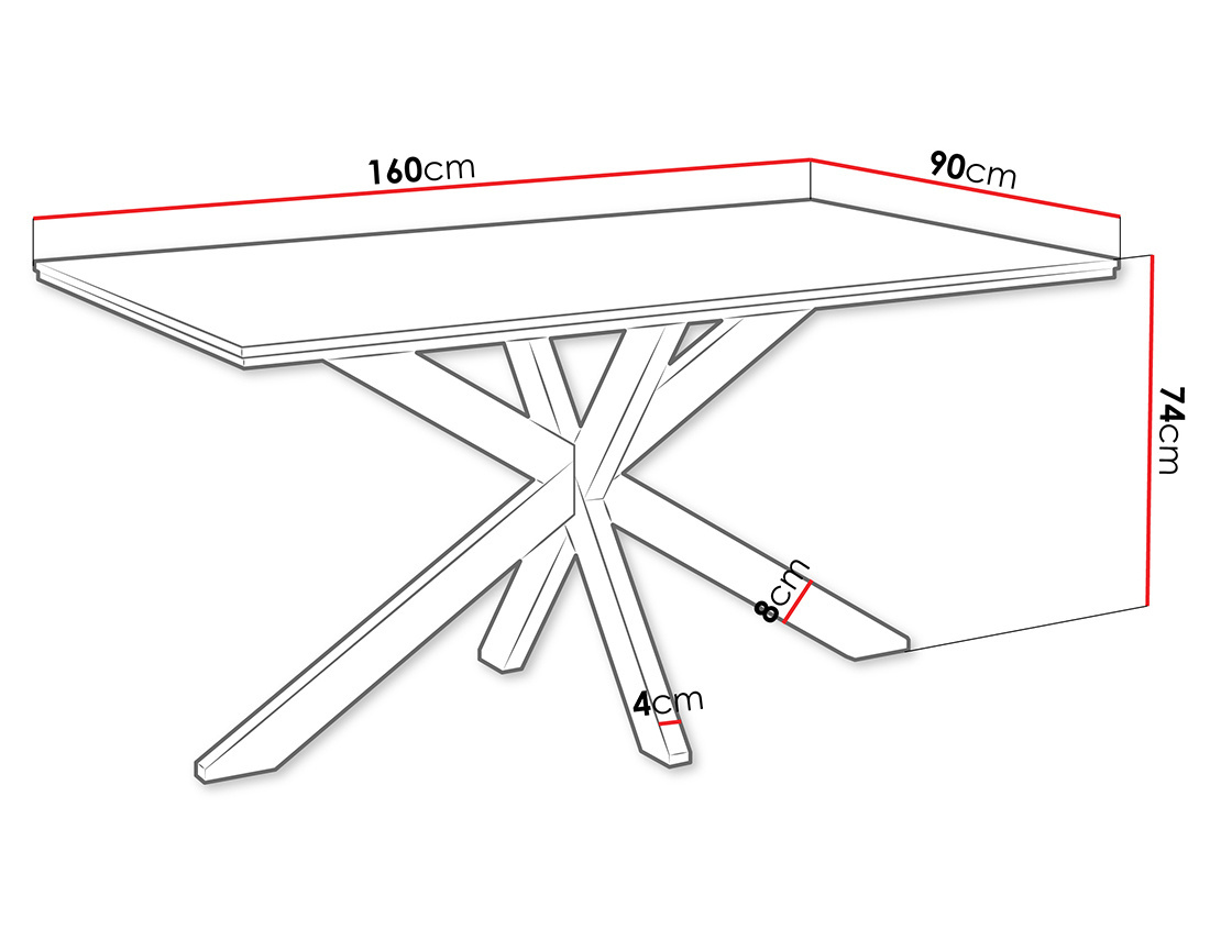 Table à manger plateau effet marbre pieds en métal 4 à 6 personnes Tom