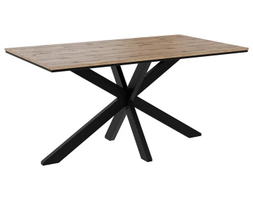 Table à manger plateau effet bois pieds en métal 4 à 6 personnes Tom