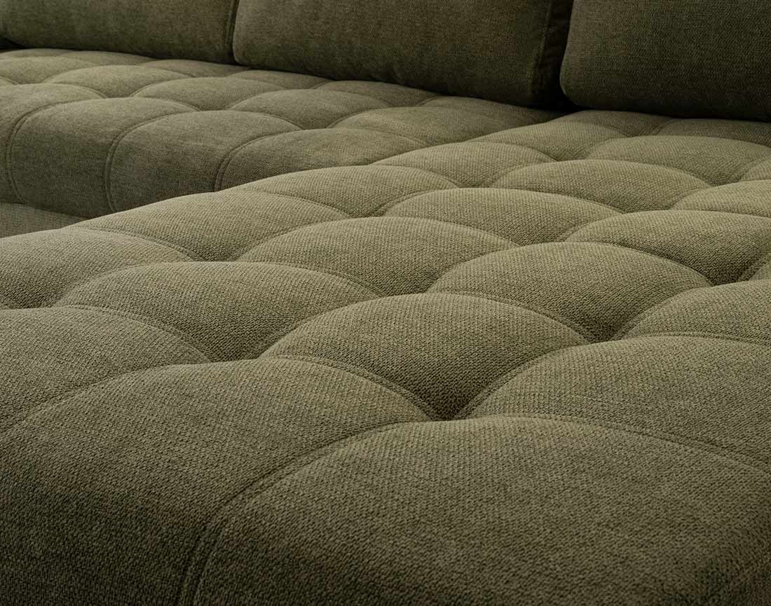 Canapé d'angle droit 4 places convertible avec coffre en tissu texturé Bianca