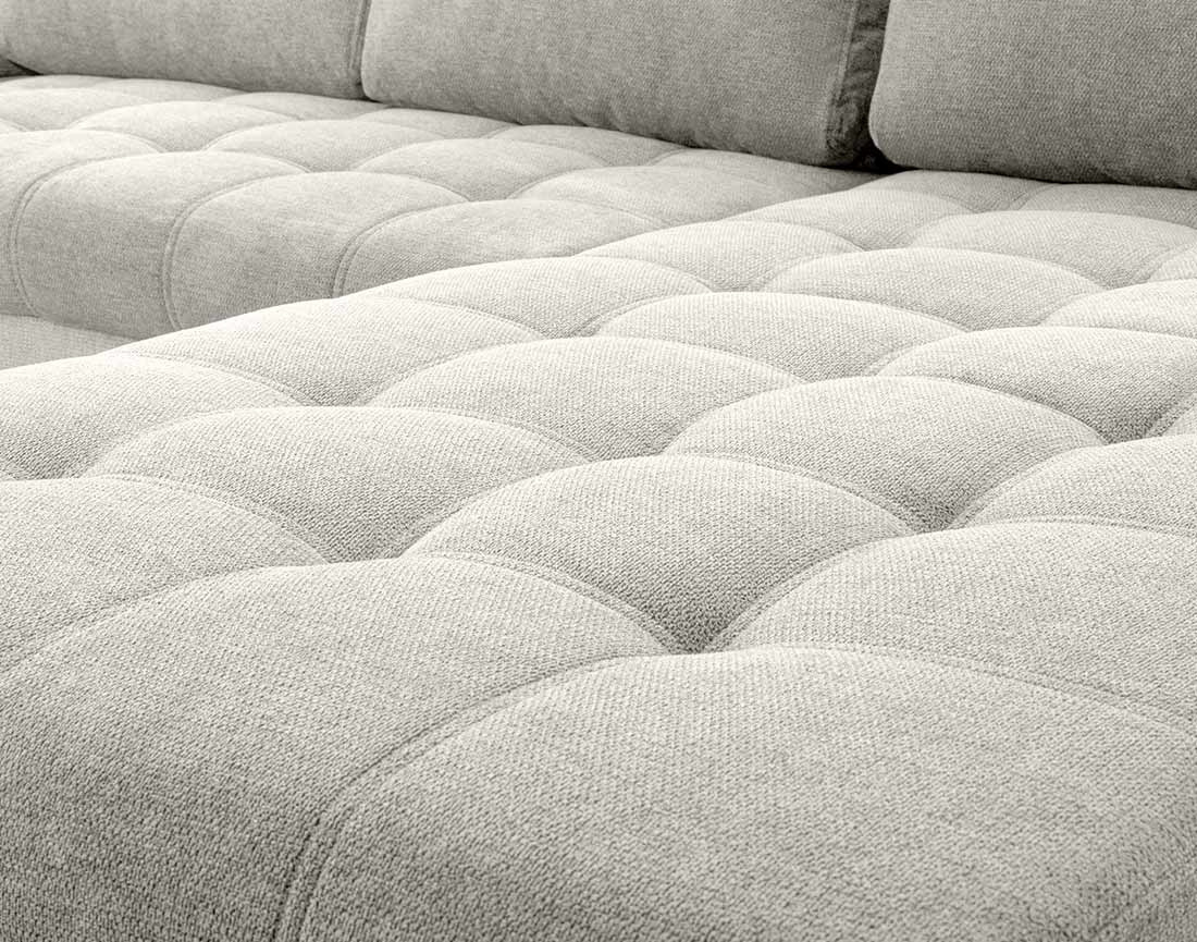 Canapé d'angle droit 4 places convertible avec coffre en tissu texturé Bianca