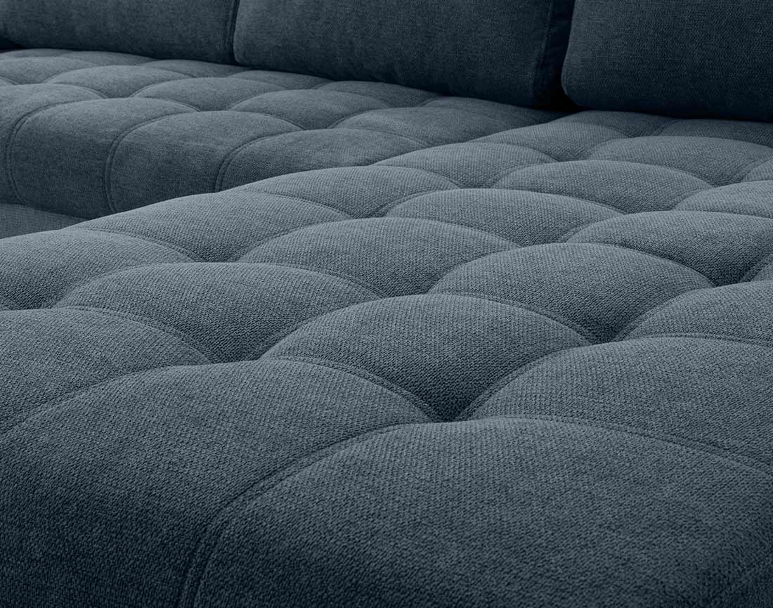 Canapé d'angle droit 4 places convertible avec coffre en tissu texturé Bianca Canapé d'angle droit 4 places convertible avec coffre en tissu texturé Bianca