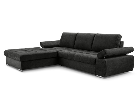 Canapé d'angle gauche 4 places convertible avec coffre en tissu texturé Bianca