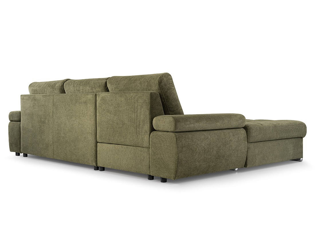 Canapé d'angle gauche 4 places convertible avec coffre en tissu texturé Bianca