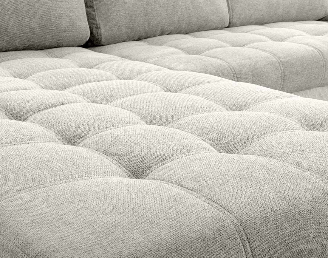 Canapé d'angle gauche 4 places convertible avec coffre en tissu texturé Bianca