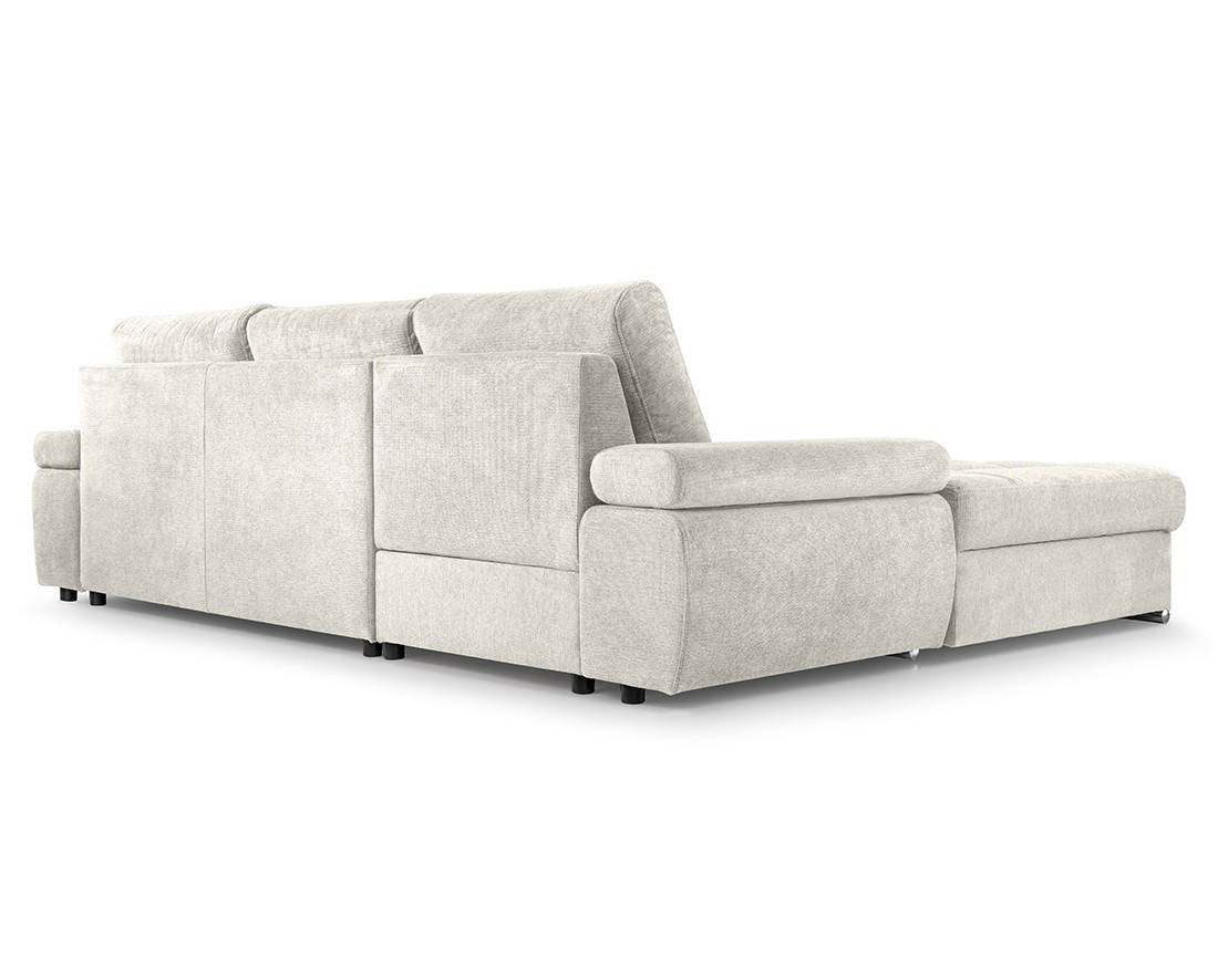 Canapé d'angle gauche 4 places convertible avec coffre en tissu texturé Bianca
