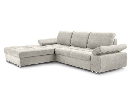 Canapé d'angle gauche 4 places convertible avec coffre en tissu texturé Bianca