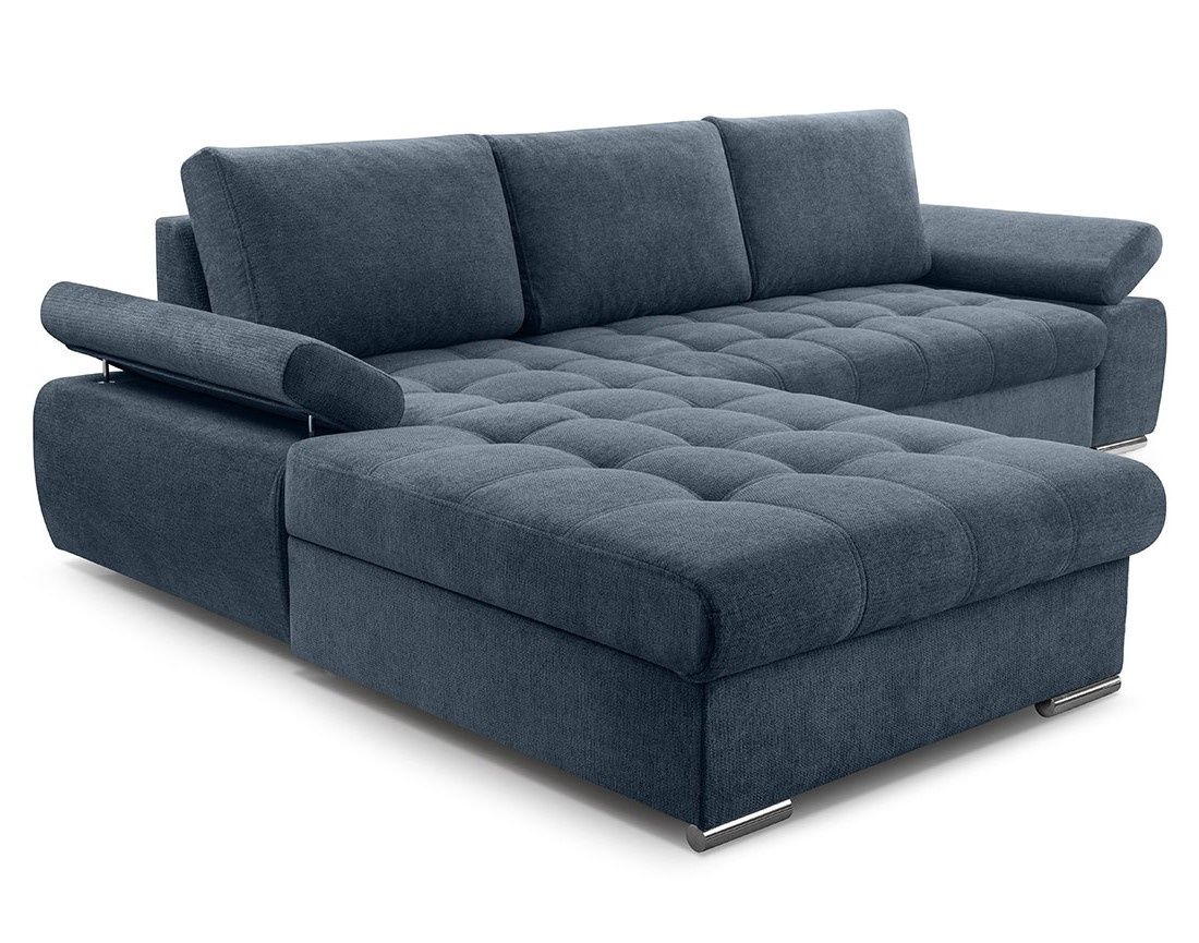 Canapé d'angle gauche 4 places convertible avec coffre en tissu texturé Bianca Canapé d'angle gauche 4 places convertible avec coffre en tissu texturé Bianca