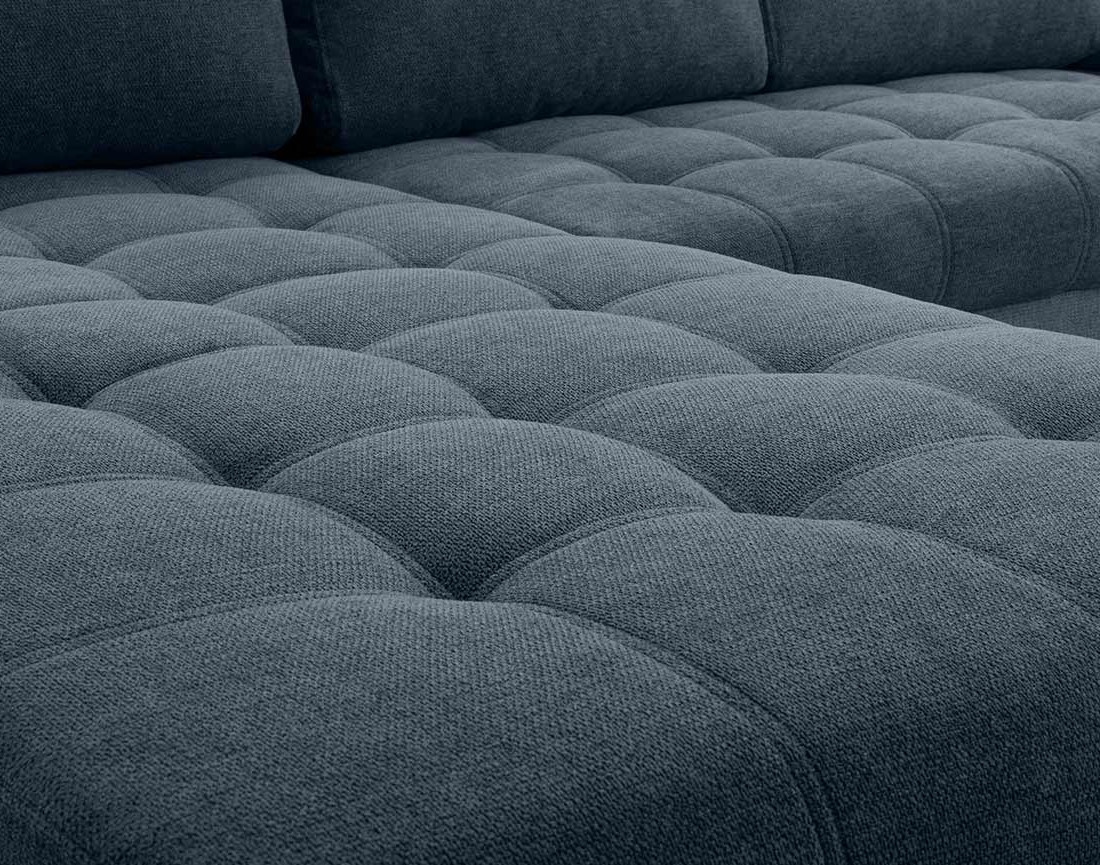Canapé d'angle gauche 4 places convertible avec coffre en tissu texturé Bianca Canapé d'angle gauche 4 places convertible avec coffre en tissu texturé Bianca