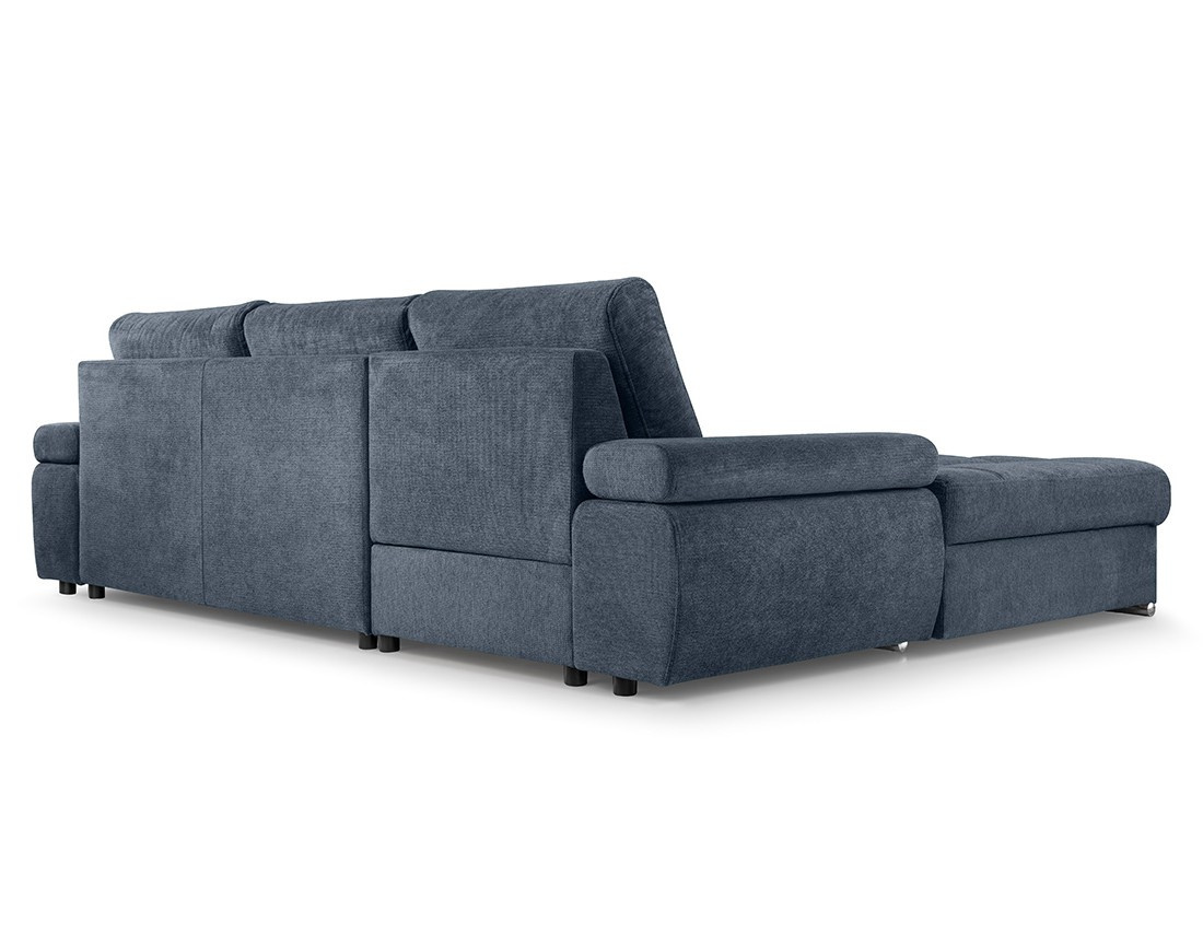 Canapé d'angle gauche 4 places convertible avec coffre en tissu texturé Bianca Canapé d'angle gauche 4 places convertible avec coffre en tissu texturé Bianca