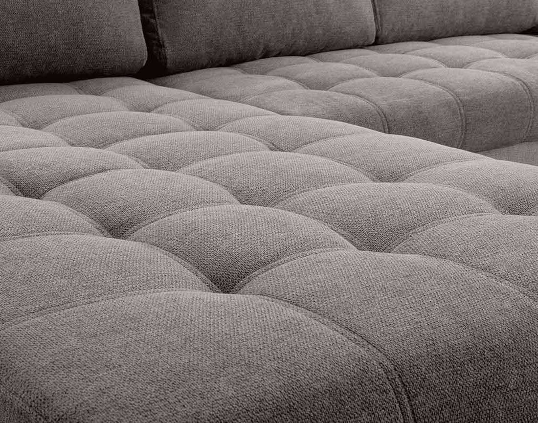 Canapé d'angle gauche 4 places convertible avec coffre en tissu texturé Bianca