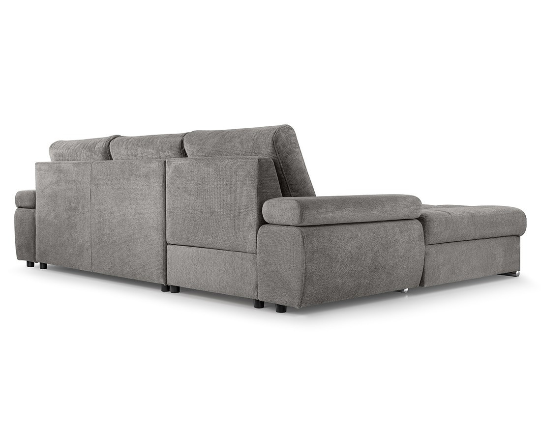 Canapé d'angle gauche 4 places convertible avec coffre en tissu texturé Bianca