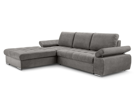 Canapé d'angle gauche 4 places convertible avec coffre en tissu texturé Bianca