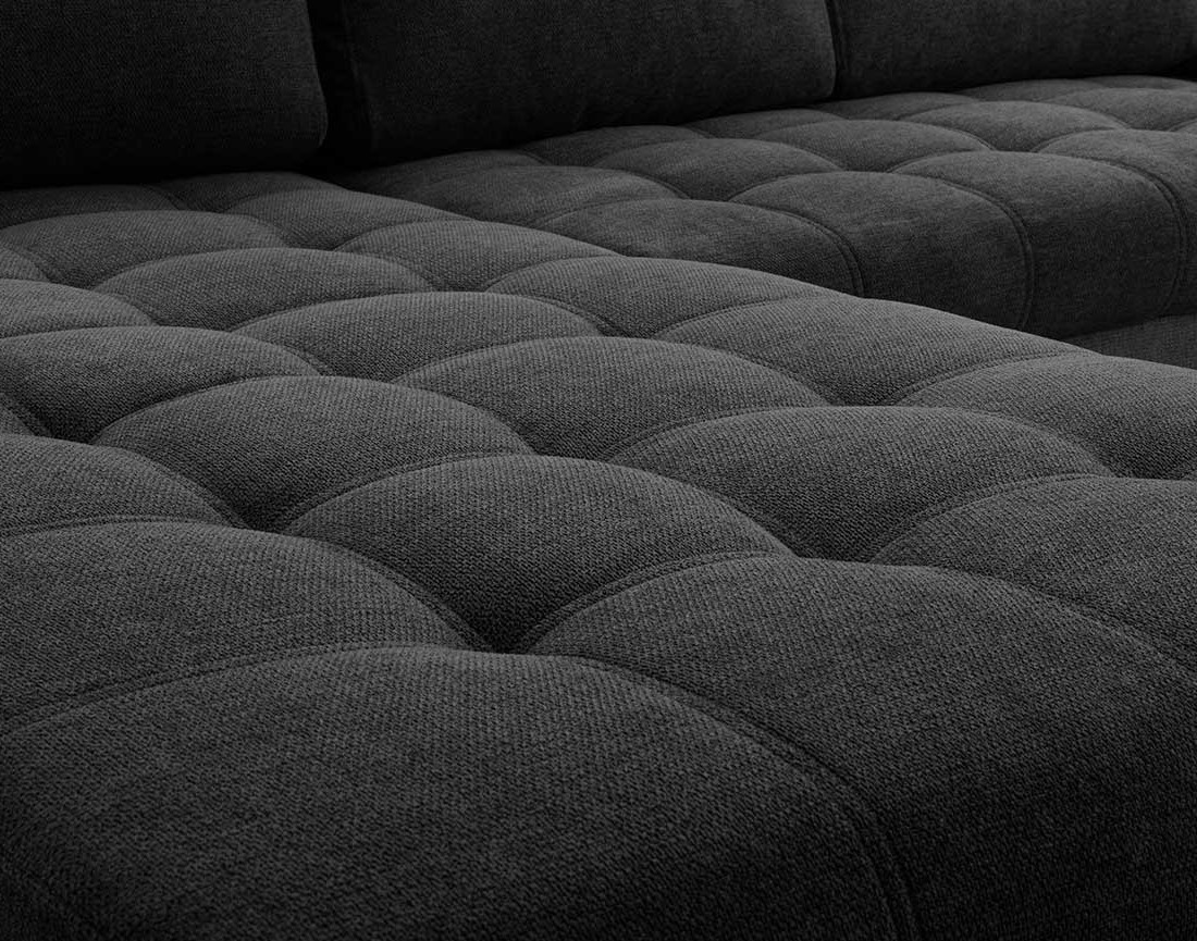 Canapé d'angle gauche 4 places convertible avec coffre en tissu texturé Bianca Canapé d'angle gauche 4 places convertible avec coffre en tissu texturé Bianca