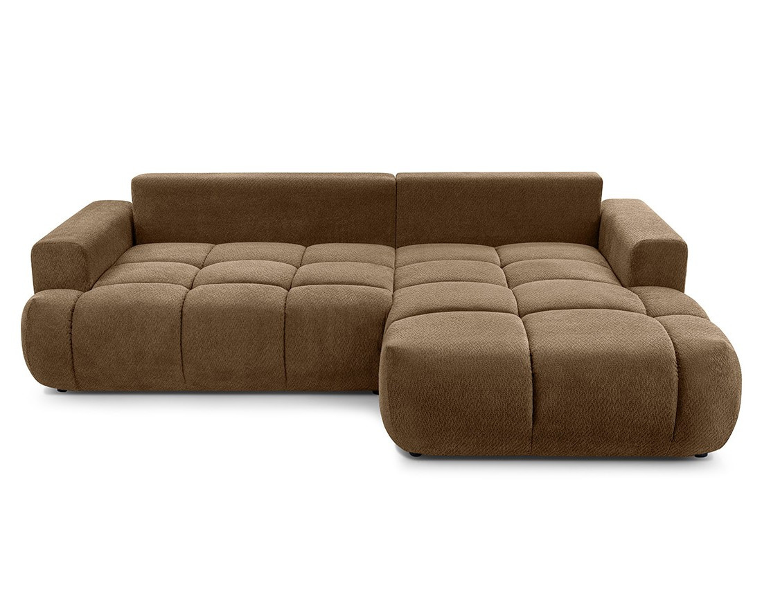 Canapé d'angle droit 4 places convertible avec coffre en velours texturé Leonie