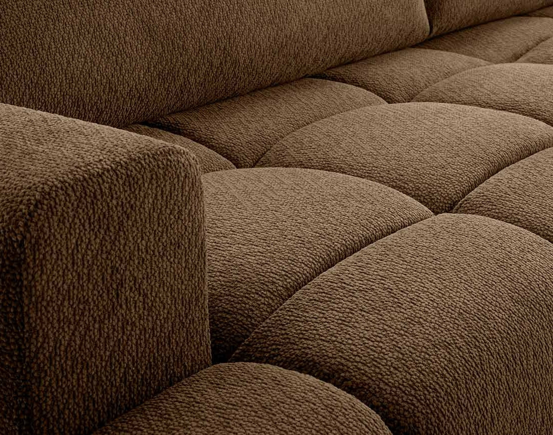 Canapé d'angle droit 4 places convertible avec coffre en velours texturé Leonie