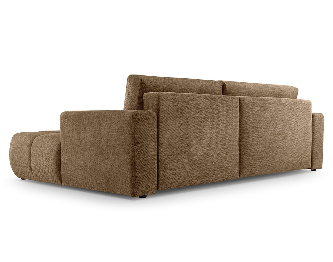 Canapé d'angle droit 4 places convertible avec coffre en velours texturé Leonie