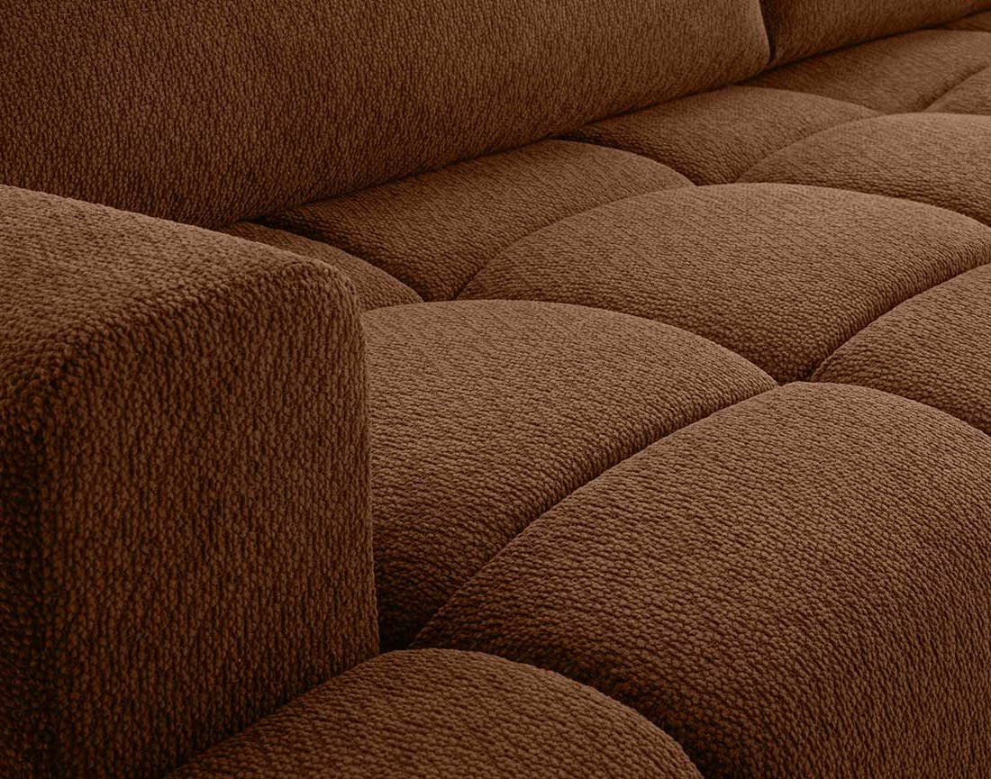 Canapé d'angle droit 4 places convertible avec coffre en velours texturé Leonie