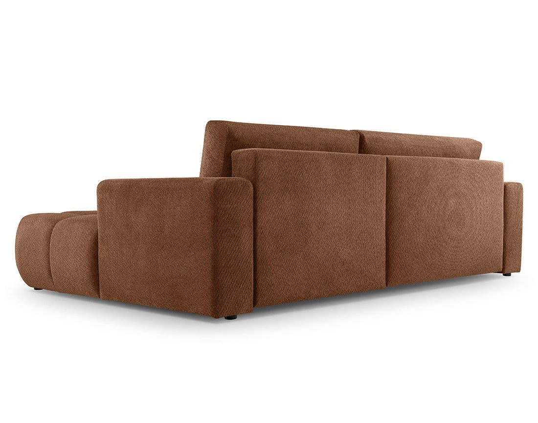 Canapé d'angle droit 4 places convertible avec coffre en velours texturé Leonie