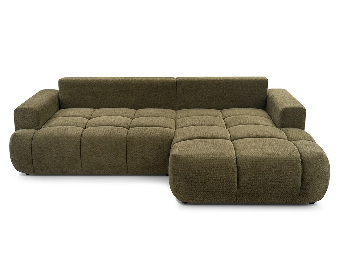 Canapé d'angle droit 4 places convertible avec coffre en velours texturé Leonie