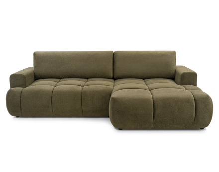 Canapé d'angle droit 4 places convertible avec coffre en velours texturé Leonie