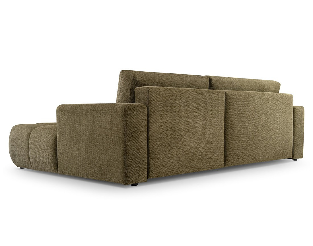 Canapé d'angle droit 4 places convertible avec coffre en velours texturé Leonie