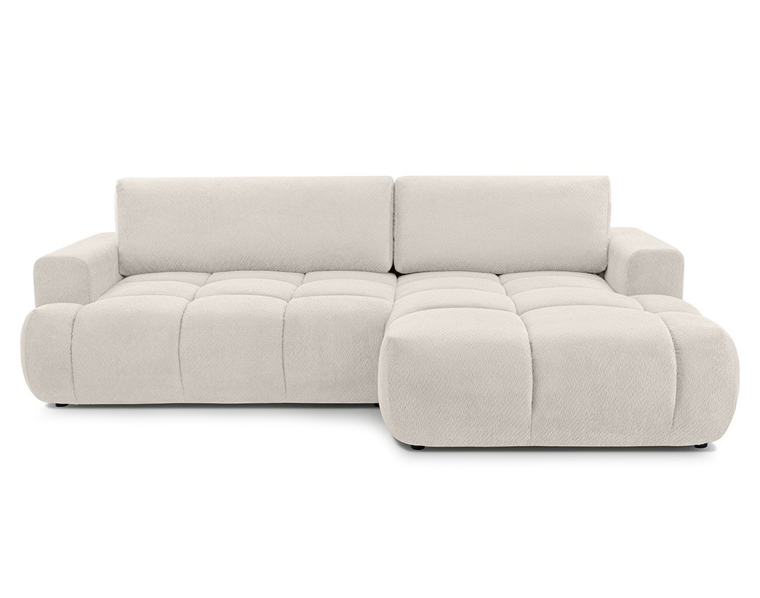 Canapé d'angle droit 4 places convertible avec coffre en velours texturé Leonie