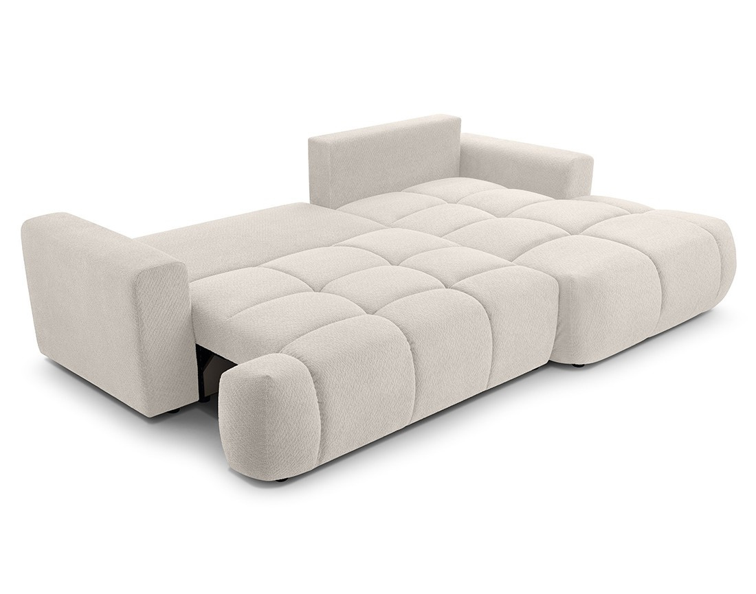 Canapé d'angle droit 4 places convertible avec coffre en velours texturé Leonie