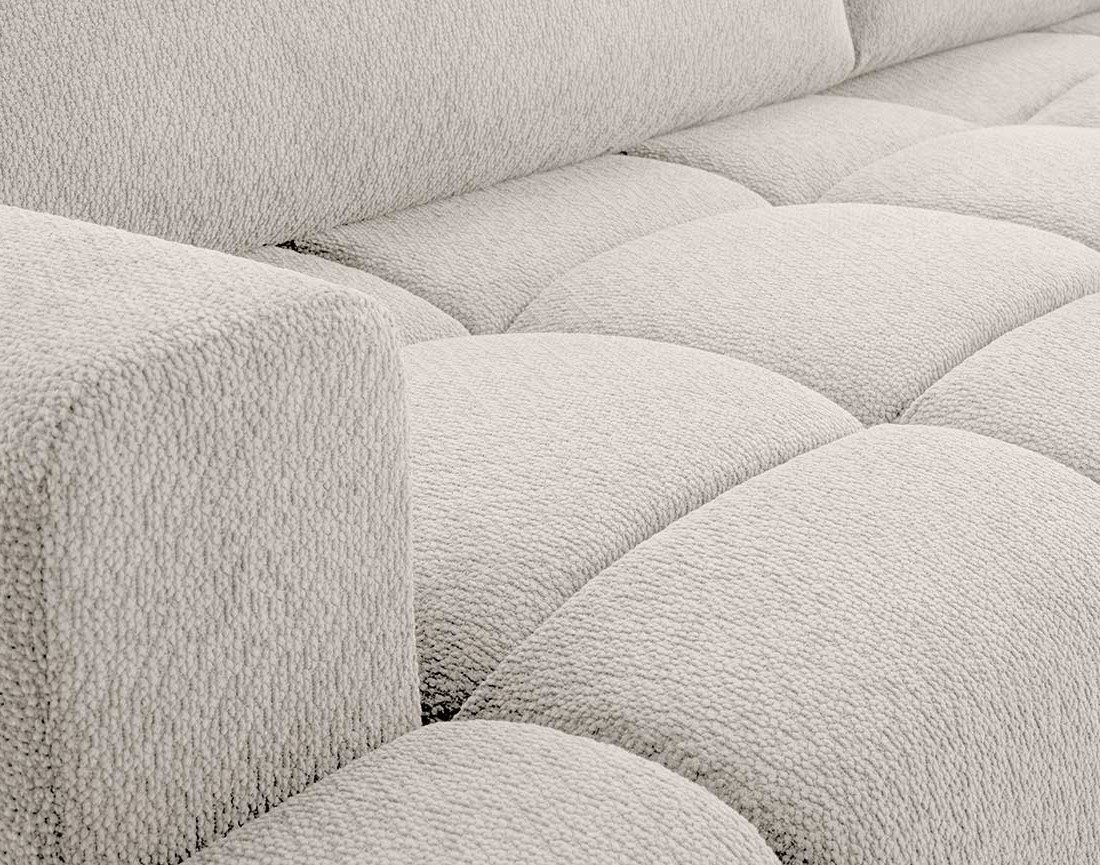Canapé d'angle droit 4 places convertible avec coffre en velours texturé Leonie