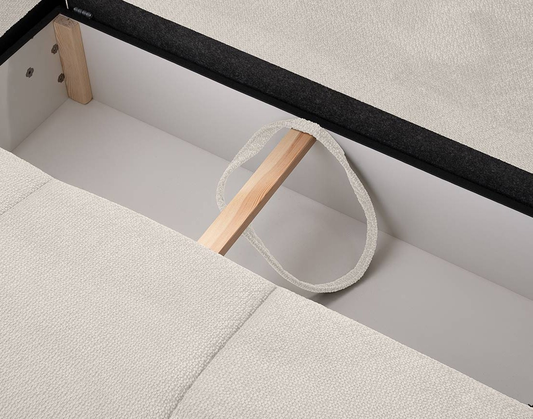 Canapé d'angle droit 4 places convertible avec coffre en velours texturé Leonie