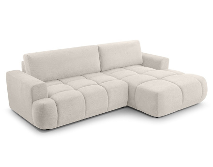 Canapé d'angle droit 4 places convertible avec coffre en velours texturé Leonie