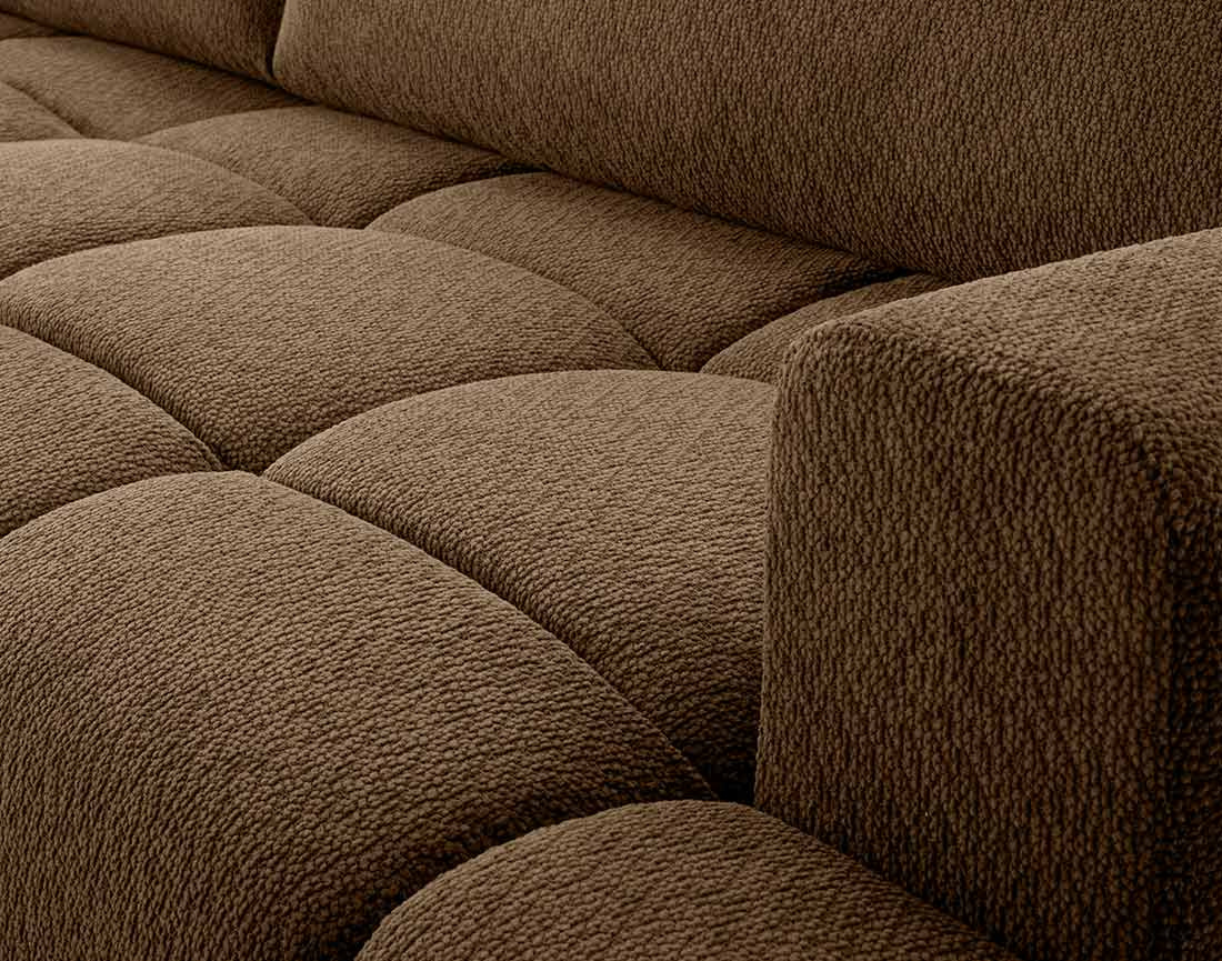 Canapé d'angle gauche 4 places convertible avec coffre en velours texturé Leonie