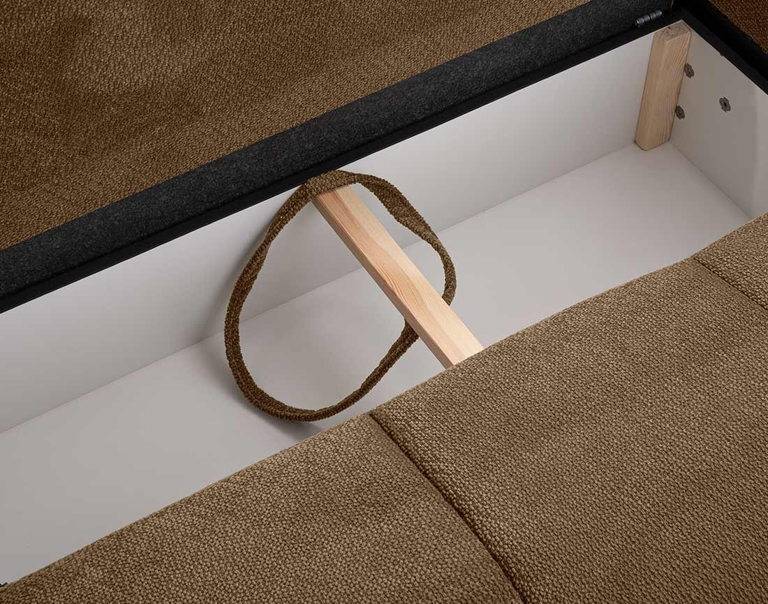 Canapé d'angle gauche 4 places convertible avec coffre en velours texturé Leonie