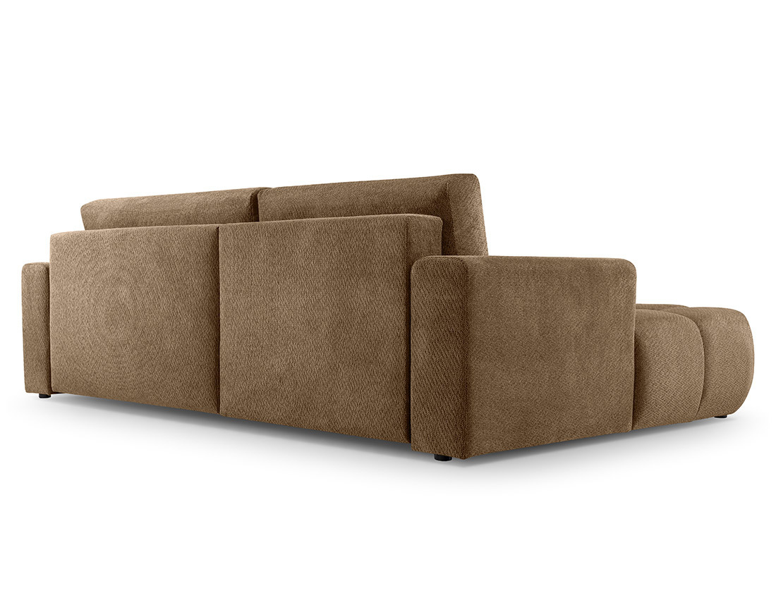 Canapé d'angle gauche 4 places convertible avec coffre en velours texturé Leonie