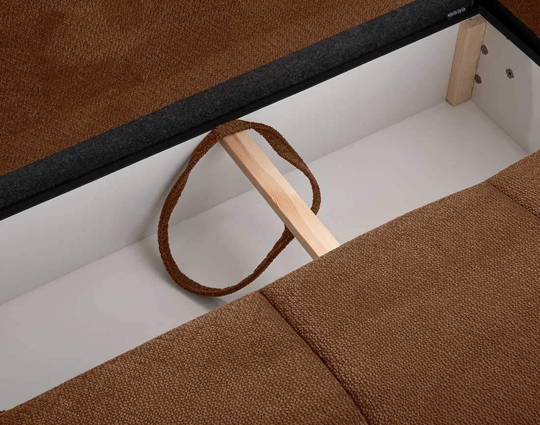 Canapé d'angle gauche 4 places convertible avec coffre en velours texturé Leonie