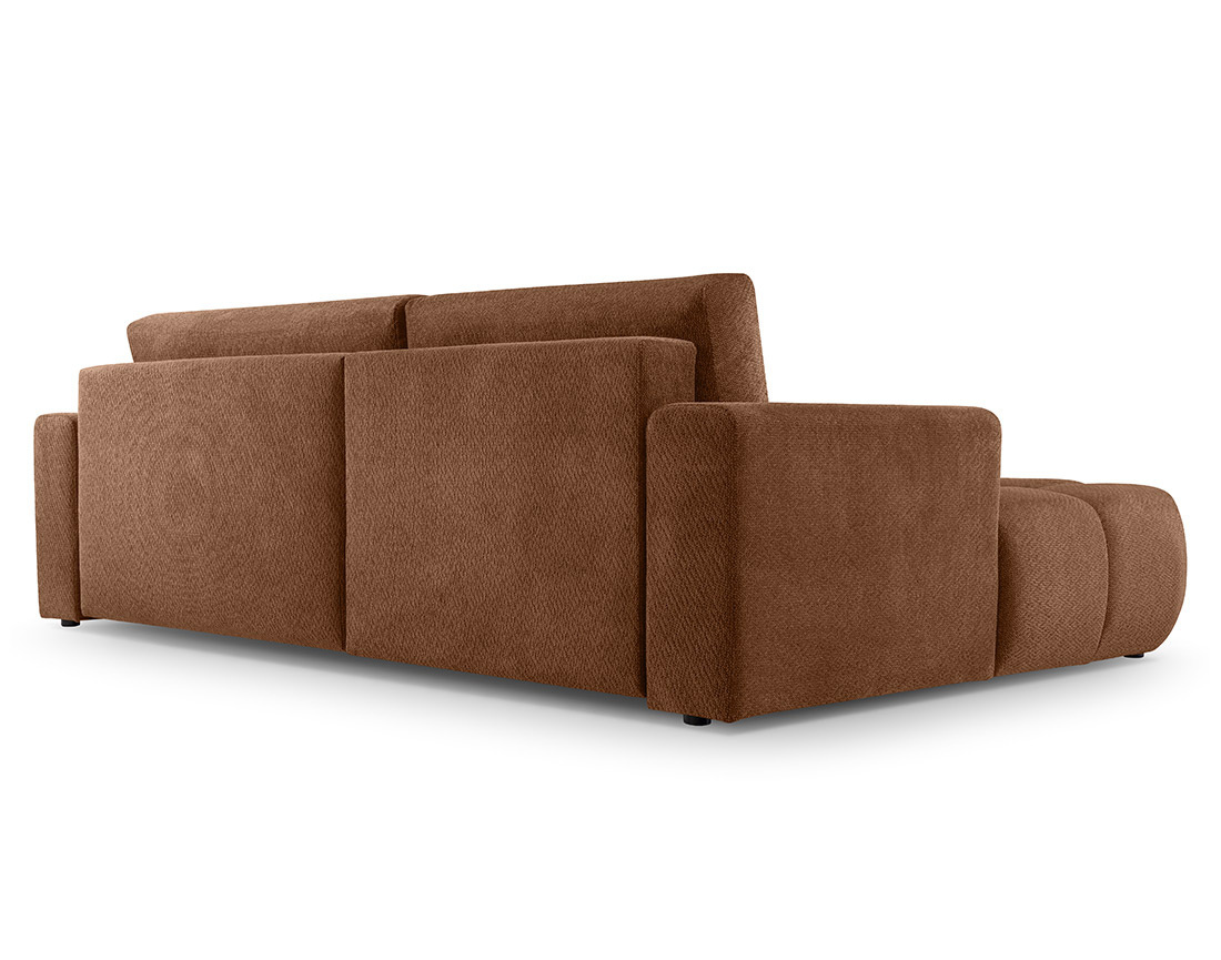 Canapé d'angle gauche 4 places convertible avec coffre en velours texturé Leonie