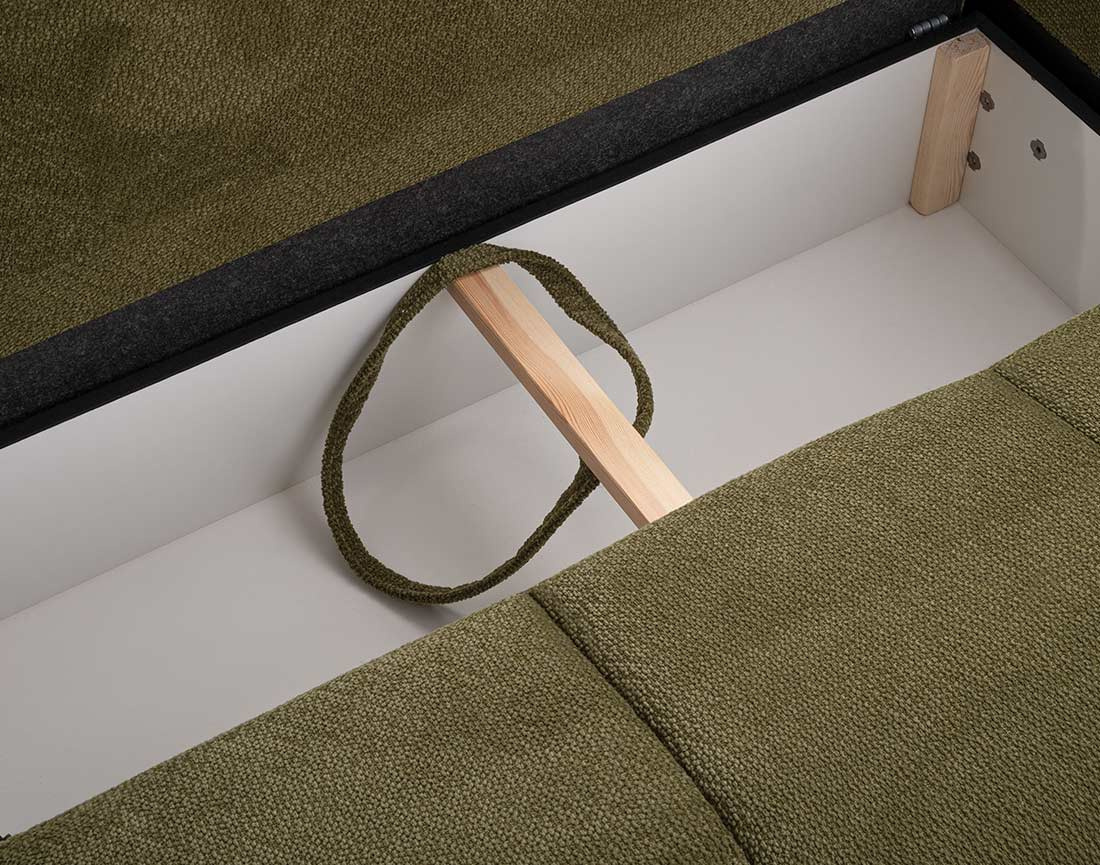 Canapé d'angle gauche 4 places convertible avec coffre en velours texturé Leonie