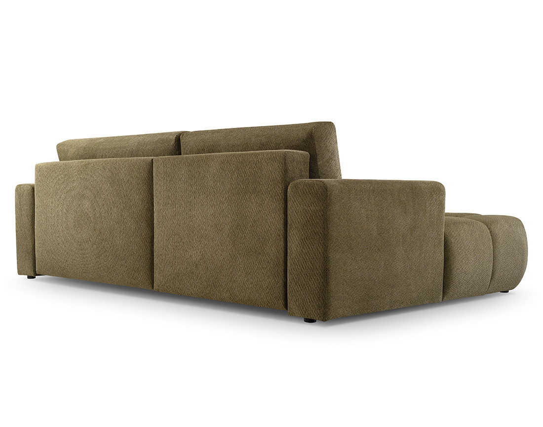 Canapé d'angle gauche 4 places convertible avec coffre en velours texturé Leonie