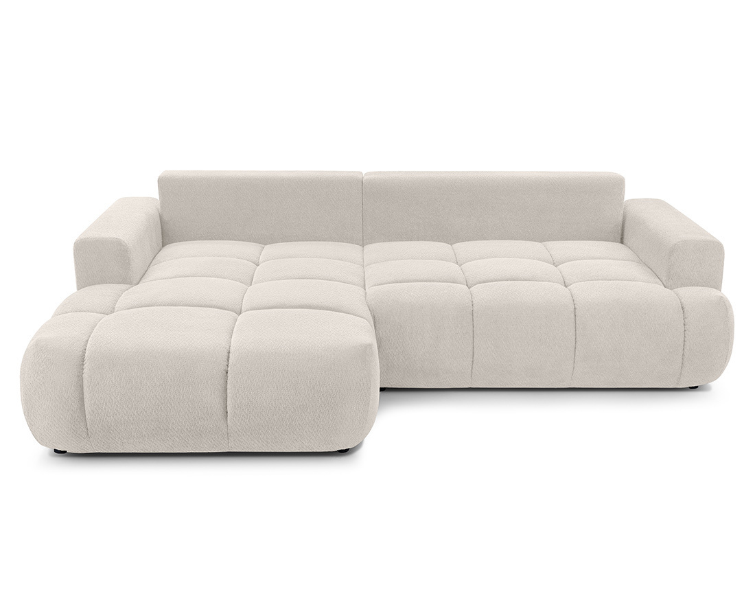 Canapé d'angle gauche 4 places convertible avec coffre en velours texturé Leonie