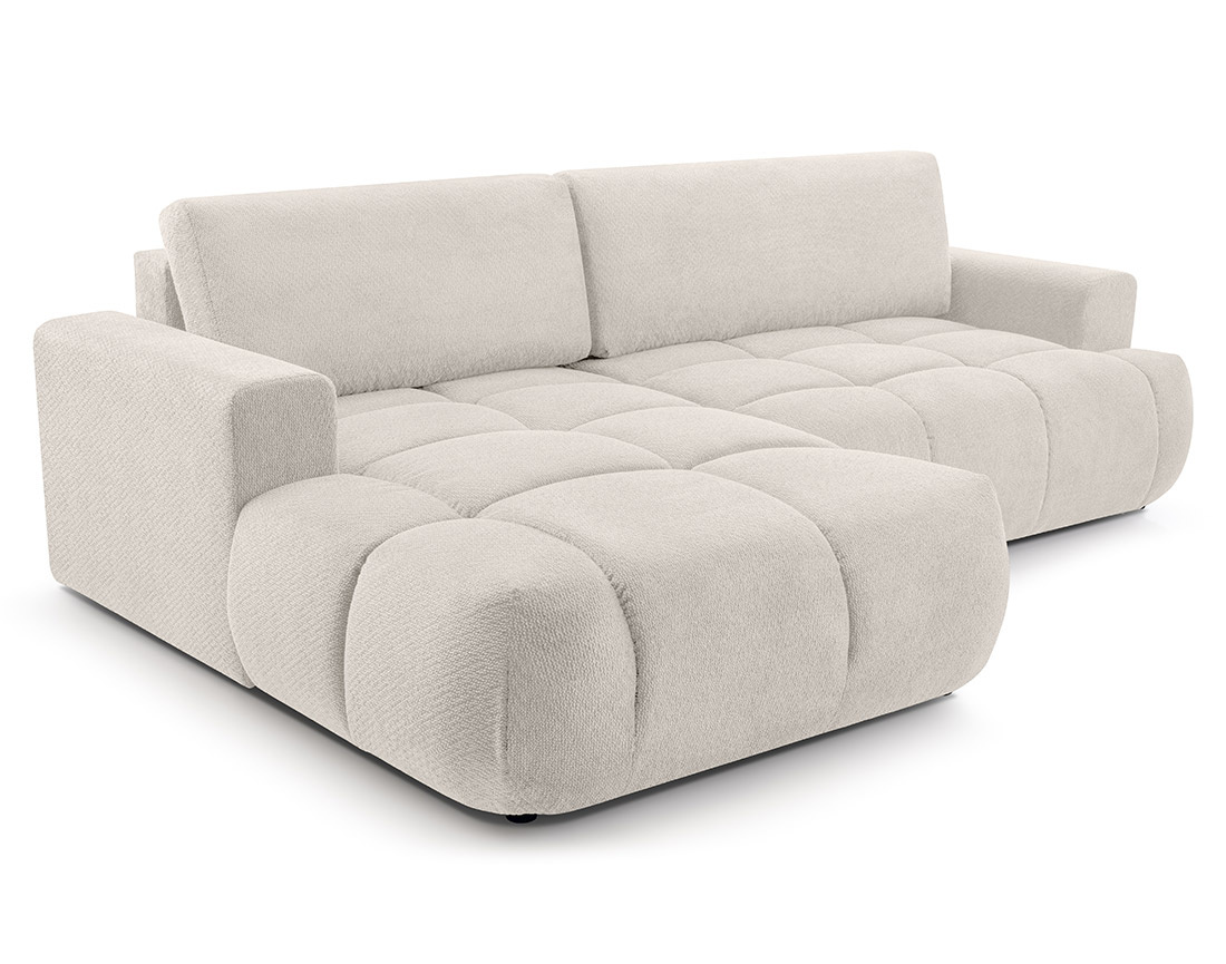 Canapé d'angle gauche 4 places convertible avec coffre en velours texturé Leonie