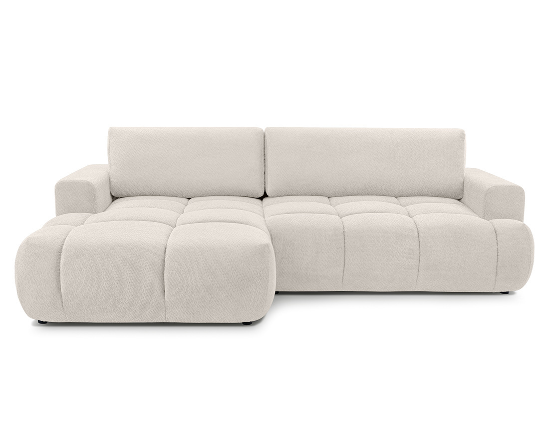 Canapé d'angle gauche 4 places convertible avec coffre en velours texturé Leonie