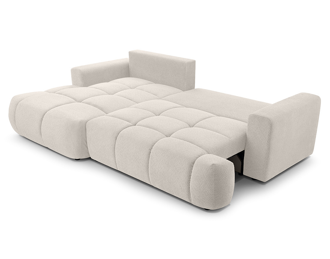 Canapé d'angle gauche 4 places convertible avec coffre en velours texturé Leonie