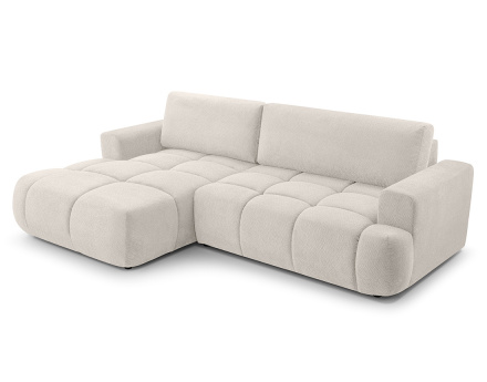 Canapé d'angle gauche 4 places convertible avec coffre en velours texturé Leonie