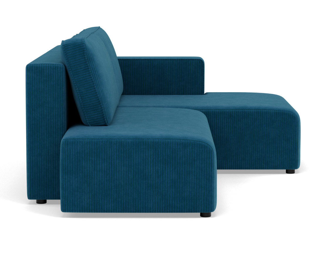 Canapé d'angle droit 4 places convertible avec coffre sans accoudoir en velours côtelé Topaze
