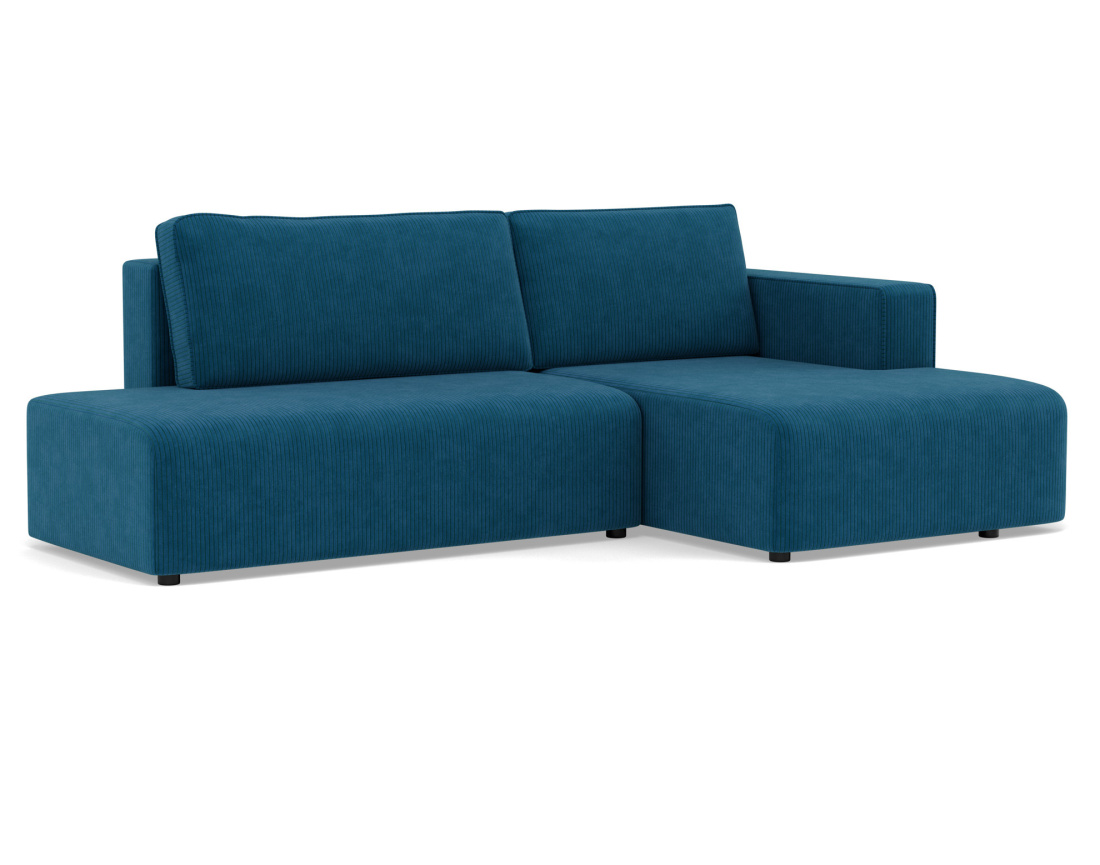 Canapé d'angle droit 4 places convertible avec coffre sans accoudoir en velours côtelé Topaze