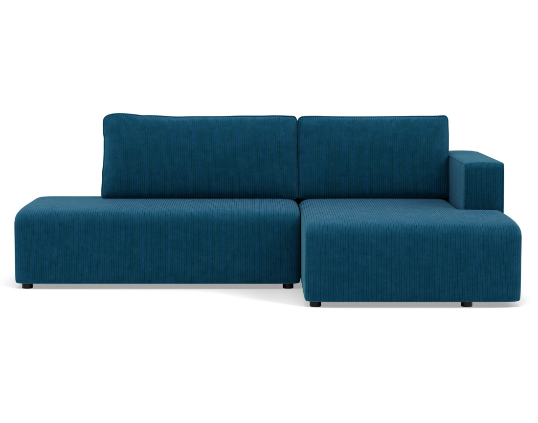 Canapé d'angle droit 4 places convertible avec coffre sans accoudoir en velours côtelé Topaze